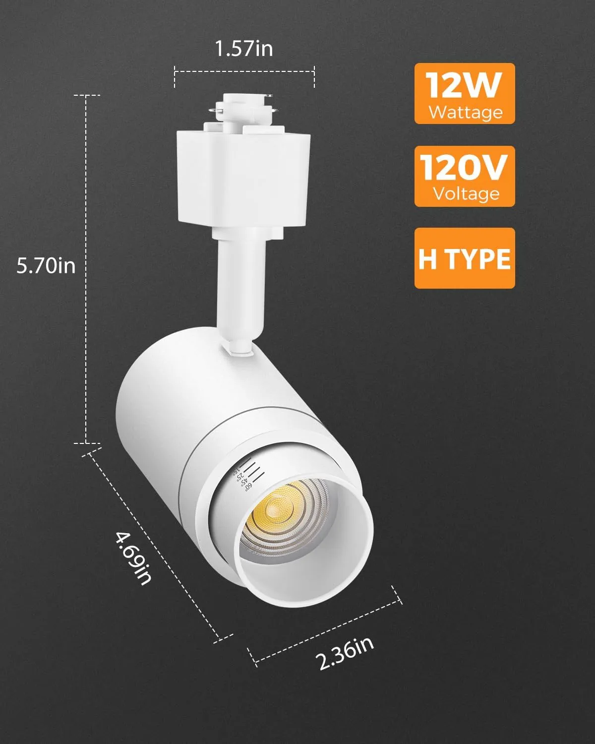 Zoomable H Track Lighting Heads H Type Track Light Heads Dimmable LED Track Lighting Fixtures Ceiling Spot Light, H Style Track Heads for H Track Lighting Rails - White CRI90 12W 12 Pack 3000K