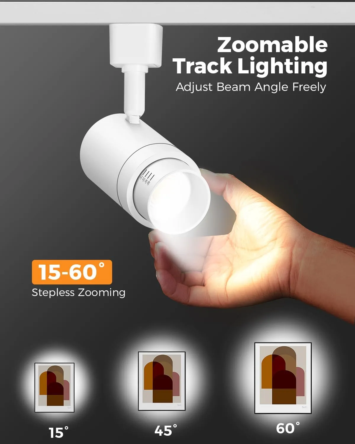 Zoomable H Track Lighting Heads H Type Track Light Heads Dimmable LED Track Lighting Fixtures Ceiling Spot Light, H Style Track Heads for H Track Lighting Rails - White CRI90 12W 12 Pack 3000K