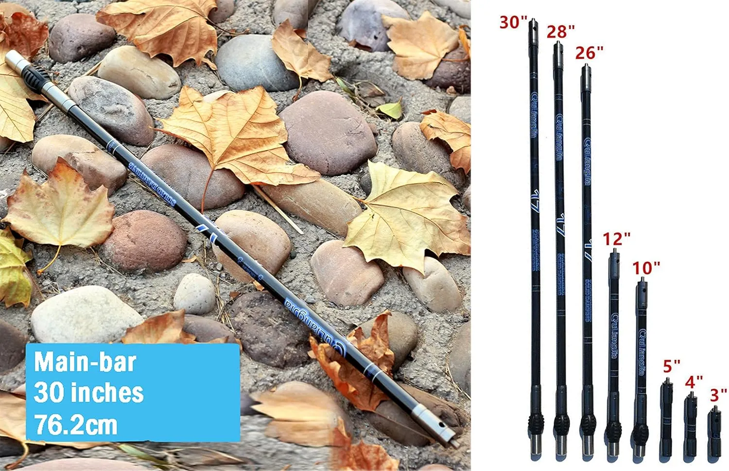 ZSHJGJR Archery Bow Stabilizer Balance Bar Rod System 3-30 Inch Carbon Fiber Stabilizer Damping Shock Absorber for Recurve Compound Bow