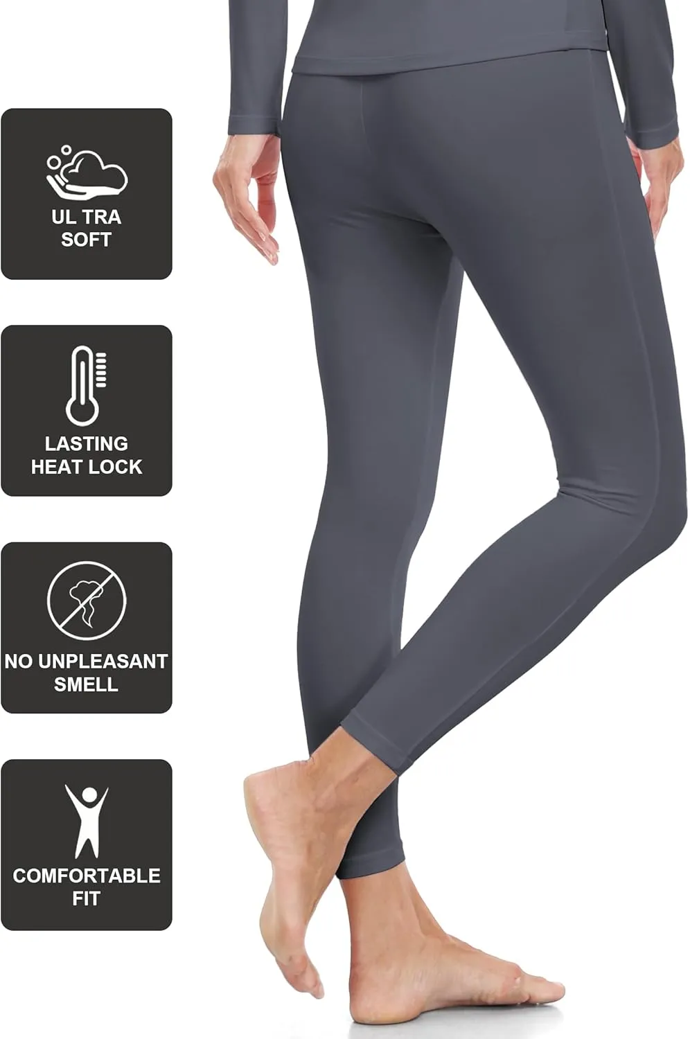 ZUTY 3 Pack Thermal Long Johns Fleece Lined Leggings for Women Underwear Tights Warm Winter Base Layer Pants